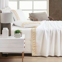 Jogo De Lençol Queen Supreme Percal 400 Fios Acetinado 4 Peças - Off White