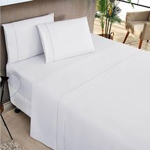 Jogo De Lençol Queen 180 Fios 4 Peças Elegance - Branco