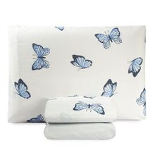 Jogo De Lençol Solteiro Essencialle 150 Fios 3 Peças - Borboletas Azuis
