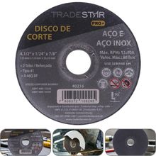 Disco De Corte 115 X 1 Mm Furo 7/8 Mm Metal Pro Tradestar