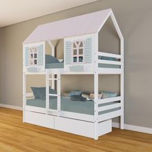 Beliche Casinha Bela Com 2 Gavetas - Madeira Maciça Branco/rosa/verde