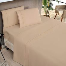 Jogo De Lençol Casal 180 Fios 4 Peças Elegance - Cáqui