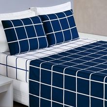 Jogo De Lençol Casal Micropercal 200 Fios Austin 4 Peças - Marinho