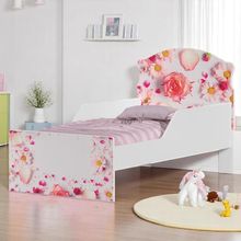 Cama Infantil Tick Rosas Com Colchão
