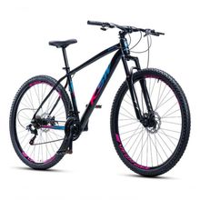 Bicicleta Aro 29 Ksw 24 Vel Shimano Alumínio Freio Disco Xlt100 Mtb Preto/rosa/azul 15
