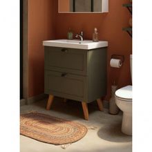 Gabinete Para Banheiro Com Cuba 60cm Retro Mdf Verde Milano - On Móveis