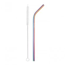 Jogo De Canudos Infantil Tramontina Furta-cor Aço Inox Com Escova 2 Peças