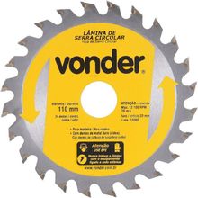 Lâmina Serra Circular Vídea 110x20x2,6mm 24d 12100rpm Vonder