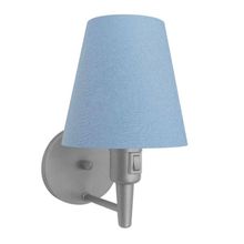 Arandela Cone Md-2013 Cinza C- Inter Liga E Desl Cúpula Em Tecido Azul Bebê - Bivolt