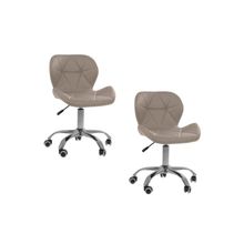 Kit 2 Cadeiras Office Eiffel Slim Com Base Giratória E Ajustável Bege