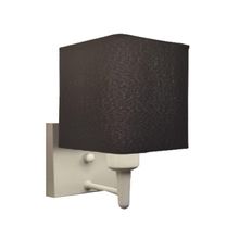 Arandela Quadrada Md-2006 Branco Cúpula Em Tecido Preto - Bivolt