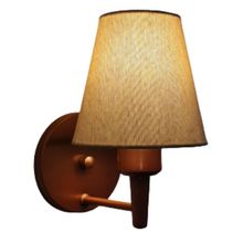 Arandela Cone Md-2004 Base Cobre Cúpula Em Tecido 14-14x07cm Palha - Bivolt