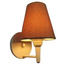 Arandela Cone Md-2004 Base Branco Cúpula Em Tecido 14-14x07cm Palha - Bivolt