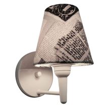 Arandela Cone Md-2004 Base Branco Cúpula Em Tecido 14-14x07cm Ny-jornal - Bivolt