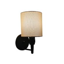 Arandela Cilíndrica Md-2030 Preto Com Liga E Desliga Cúpula Linho Bege - Bivolt