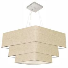 Lustre Pendente Triplo Quadrado Md-4165 Cúpula Em Tecido 80x70x60cm Rustico Bege - Bivolt