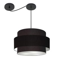 Lustre Sala De Jantar Com Desvio Vivare Md-4399 Cúpula Em Tecido 50cm Preto 127/220v
