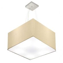 Lustre Pendente Quadrado Vivare Md-4075 Cúpula Em Tecido 30/50x50cm - Bivolt Algodão-crú 127/220v