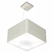 Lustre Pendente Quadrado Vivare Md-4195 Cúpula Em Tecido 25/40x40cm - Bivolt Rustico-cinza 127/220v