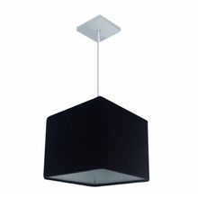 Lustre Pendente Quadrado Md-4058 Cúpula Em Tecido 21/25x25cm Preto - Bivolt