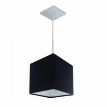 Lustre Pendente Quadrado Md-4223 Cúpula Em Tecido 15/13x13cm Preto - Bivolt