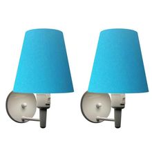 Kit-2 Arandela Cone Md-2013 Branco C- Inter Liga E Desl Cúpula Em Tecido Azul Turquesa - Bivolt