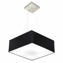 Lustre Pendente Quadrado Md-4194 Cúpula Em Tecido 12/40x40cm Preto - Bivolt