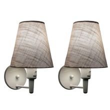 Kit-2 Arandela Cone Md-2013 Branco C- Inter Liga E Desl Cúpula Em Tecido Cinza - Bivolt