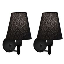 Kit-2 Arandela Cone Md-2013 Preto C- Inter Liga E Desl Cúpula Em Tecido Preto - Bivolt