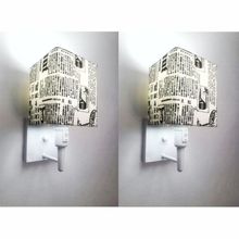 Kit-2 Arandela Quadrada Md-2019 Branco C- Inter Liga E Desl Cúpula Em Tecido Ny-jornal - Bivolt