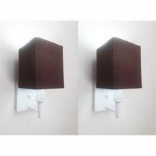 Kit-2 Arandela Quadrada Md-2019 Branco C- Inter Liga E Desl Cúpula Em Tecido Café - Bivolt