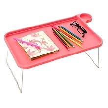 Mesa Dobrável Portátil Suporte para Copos Compacta Rosa