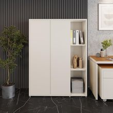 Armário Para Escritório 9 Prateleiras E 2 Portas Tundra - Off White E Cedro