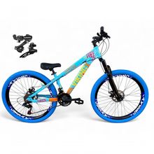 Bicicleta Aro 26 VikingX Tuff X25 21v Freio a Disco Azul-laranja