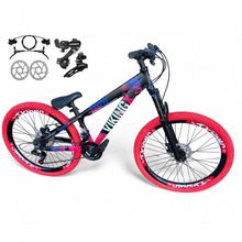 Bicicleta Aro 26 VikingX Tuff X25 21v Freio a Disco Preto-rosa