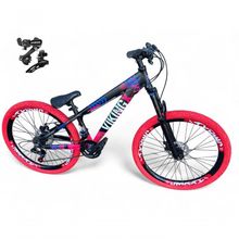 Bicicleta Aro 26 VikingX Tuff X25 21v Freio a Disco Preto-rosa