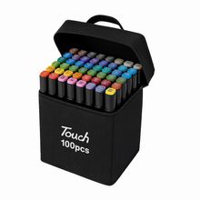 Conjunto Canetas Marcador Permanente Ponta Dupla Coloridas | Fina + Pincel - 100 Cores