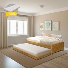 Cama Solteiro Com Auxiliar Bibox Bicama Infantil Gabrieli Com 2 Colchões Inclusos Imbuia