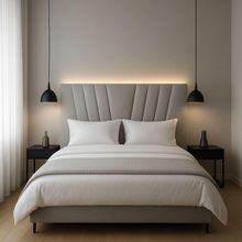 Cabeceira Cama Box King 195 Cm Vivian Em Suede Com Frame Cinza Claro