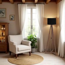 Luminaria Piso 1.6 Tripe Integra Finger Abajur Cupula Preta - Ofertamo