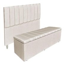 Kit Cabeceira De Cama E Calçadeira Baú Bali Casal 140 Cm Suede Porcelana Sj Mòveis E Decoração