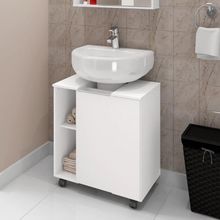 Gabinete Para Banheiro Lisboa Com Porta E 6 Nichos Branco