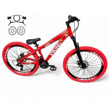 Bicicleta Aro 26 Vikingx Tuff X25 Freeride Freio Hidráulico 21v Aros Vmaxx Dh Pneu Flame - Vermelho