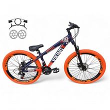 Bicicleta Aro 26 VikingX Tuff X25 Freio Hidráulico 21v Roxo-laranja