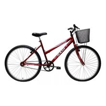 Bicicleta Aro 26 Feminina Mono Sem Marcha Com Cesta Saidx Vermelho