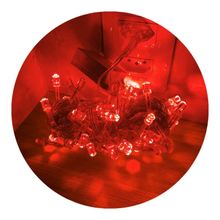Cordão Com 100 Lampadas Super Led Pisca Pisca 10 Metros 8 Funções Fio Crystal Vermelho