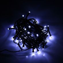 Cordão Com 50 Lampadas De Led Formato Pequena Gota 5 Metros Fio Verde Escuro Cores Branco