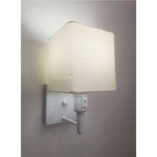 Arandela Quadrada Vivare Md-2019 Com Interruptor Cúpula Em Tecido Bivolt Branco-algodão-crú 127-220v