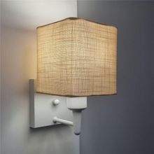 Arandela Quadrada Vivare Md-2006 Base Branco Cúpula Em Tecido - Bivolt Branco-palha 127-220v