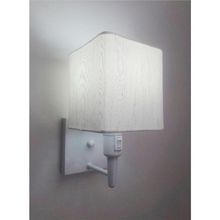 Arandela Quadrada Vivare Md-2019 Com Interruptor Cúpula Em Tecido Bivolt Branco-linho-bege 127-220v